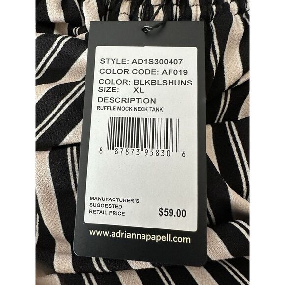 Adrianna Papell Top Women's XL Sleeveless Stretch Ruffle Mock Neck Tank New - Picture 5 of 11